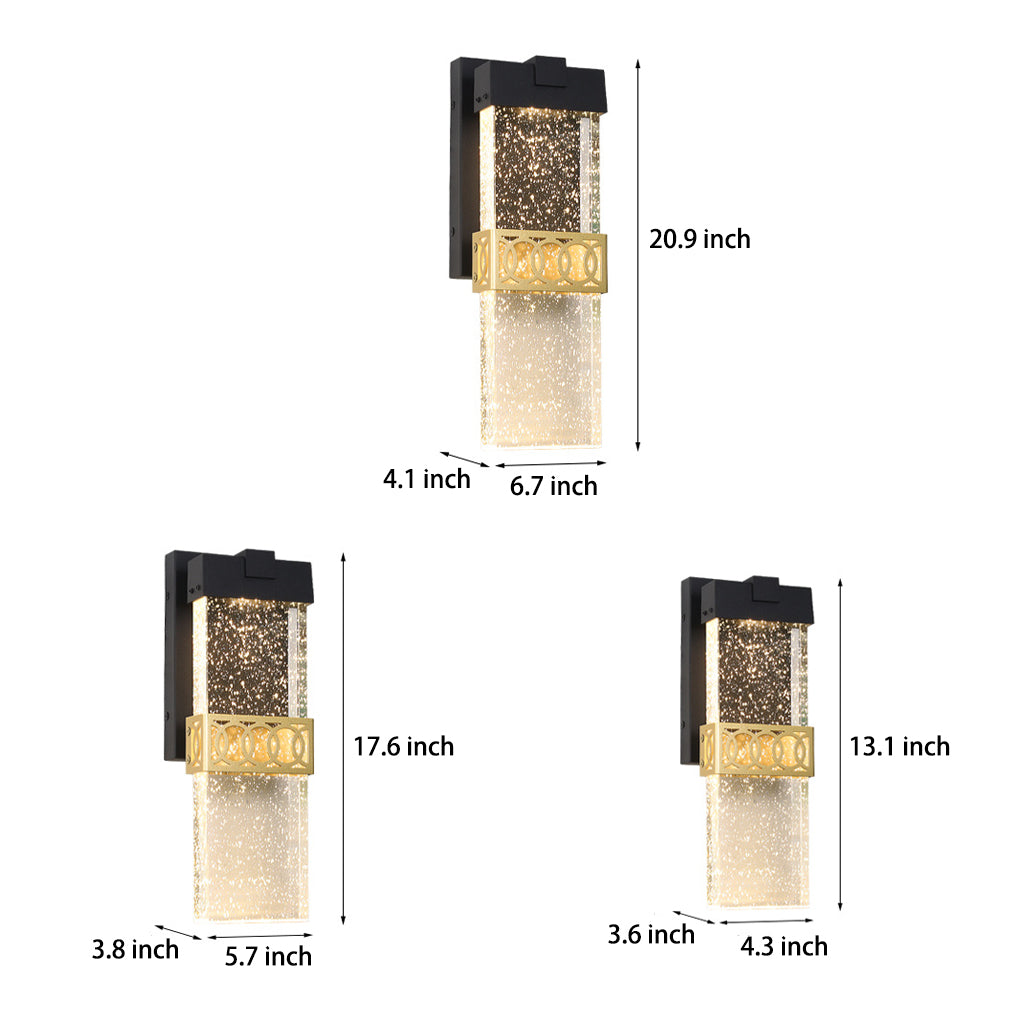 Bubbles Crystal LED Waterproof Black Simple Modern Outdoor Wall Lights