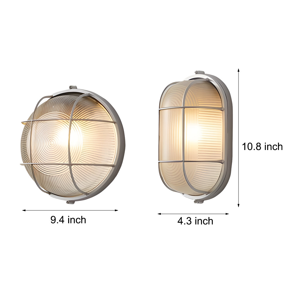 1-Light Retro Industrial Oval/Round Outdoor Wall Lights Wall Lamp