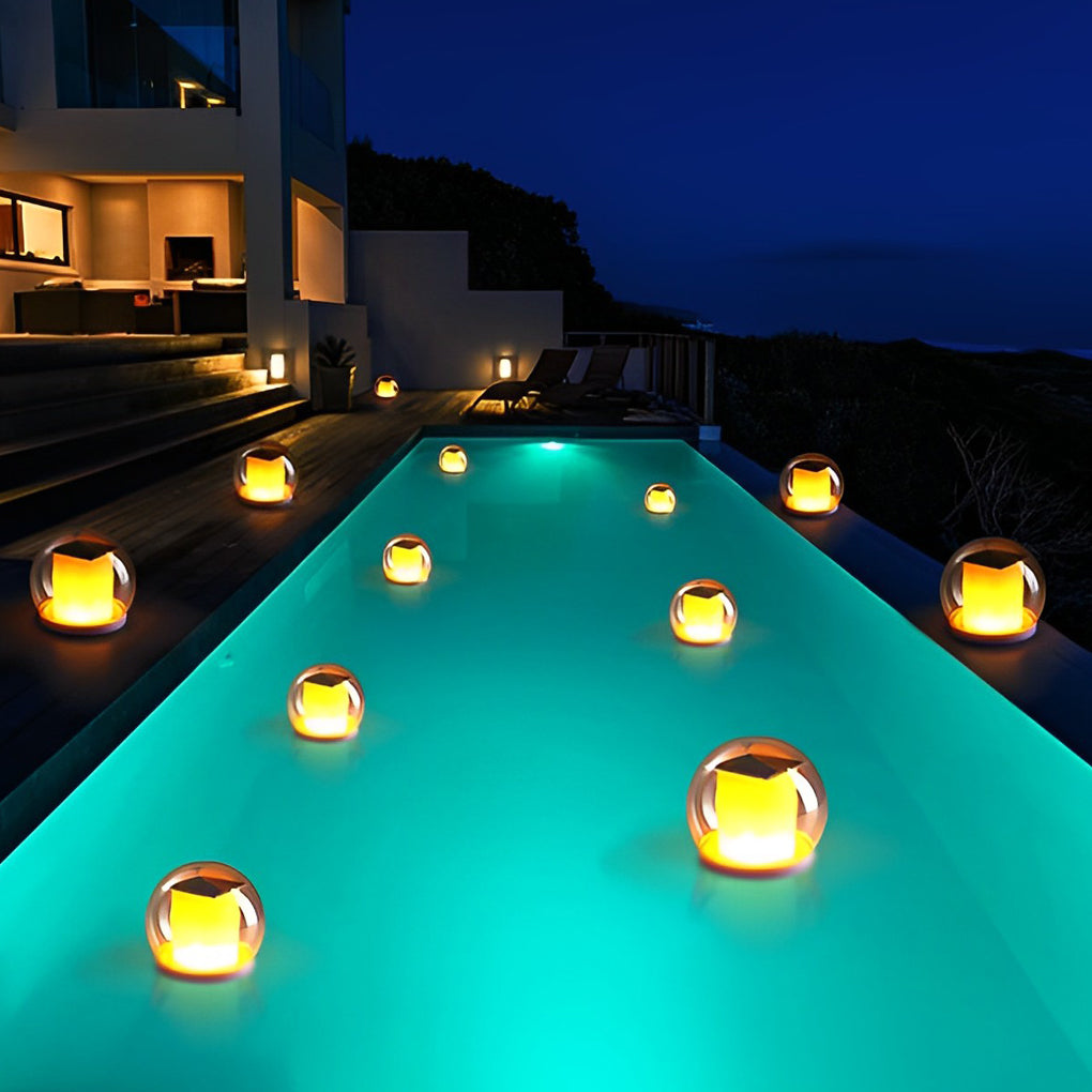 Round Ball Waterproof Dimmable Intelligent Solar Floating Pool Lights