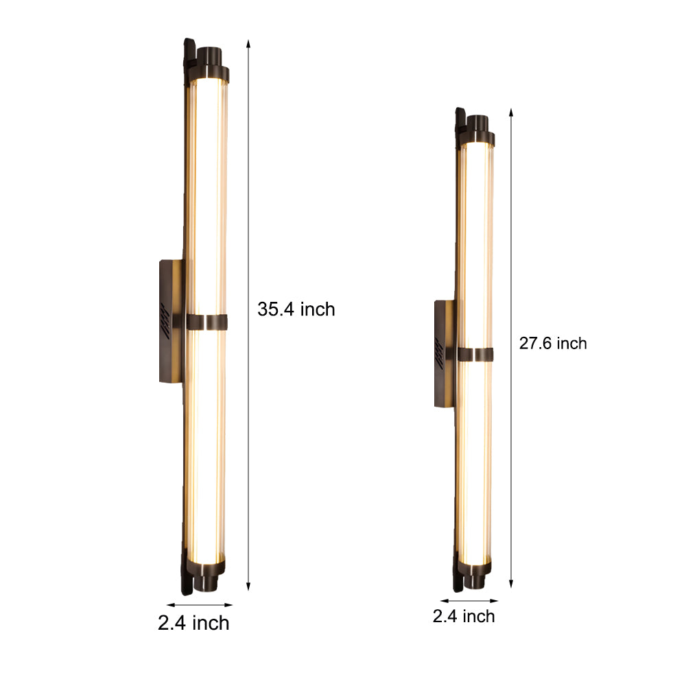 Modern Long Acrylic Tube LED Metallic Indoor Sconce Wall Lamp, 27.55''/35.43