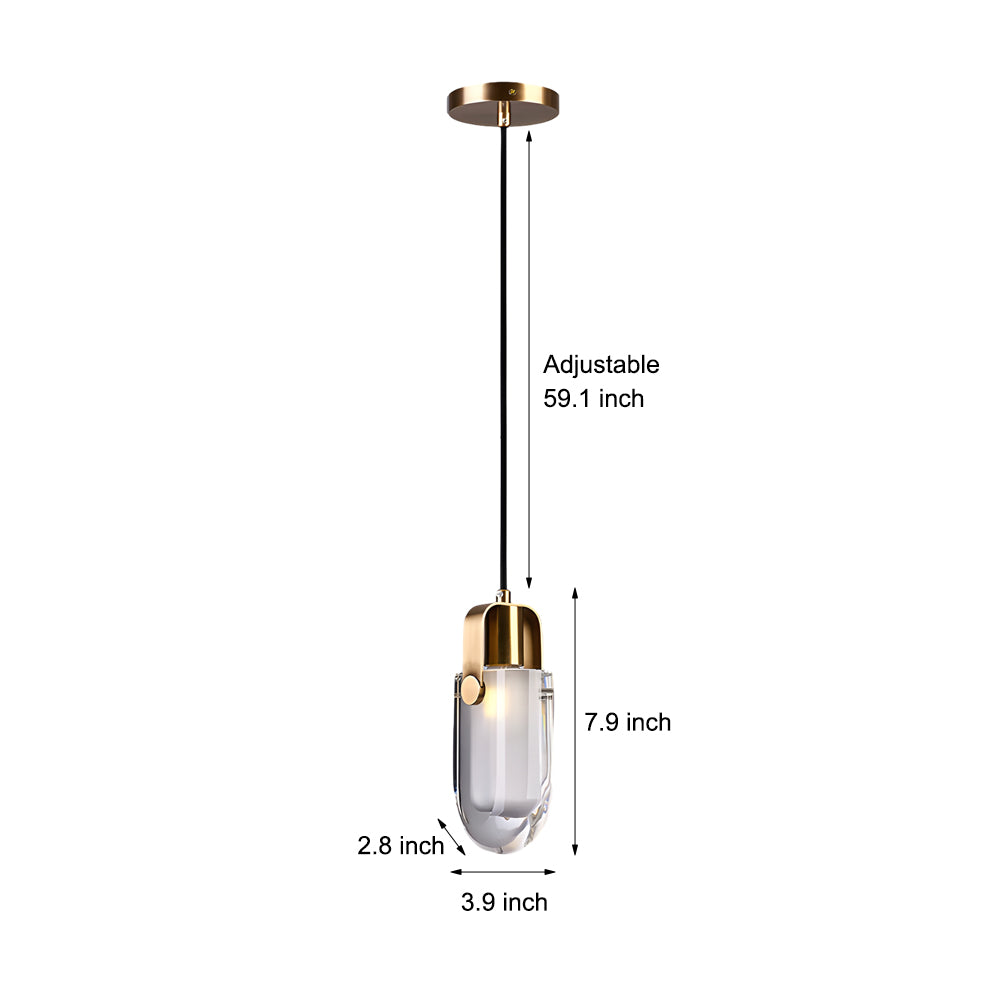 Simple Luxury Crystal Shade 3 Step Dimming Copper Modern Pendant Lights