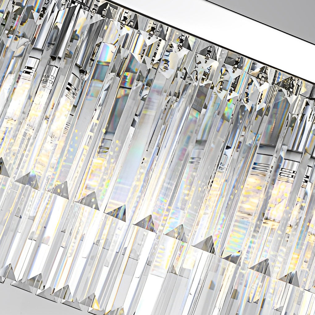 Rectangular Metal Crystal 3 Step Dimming Nordic Dining Room Chandelier