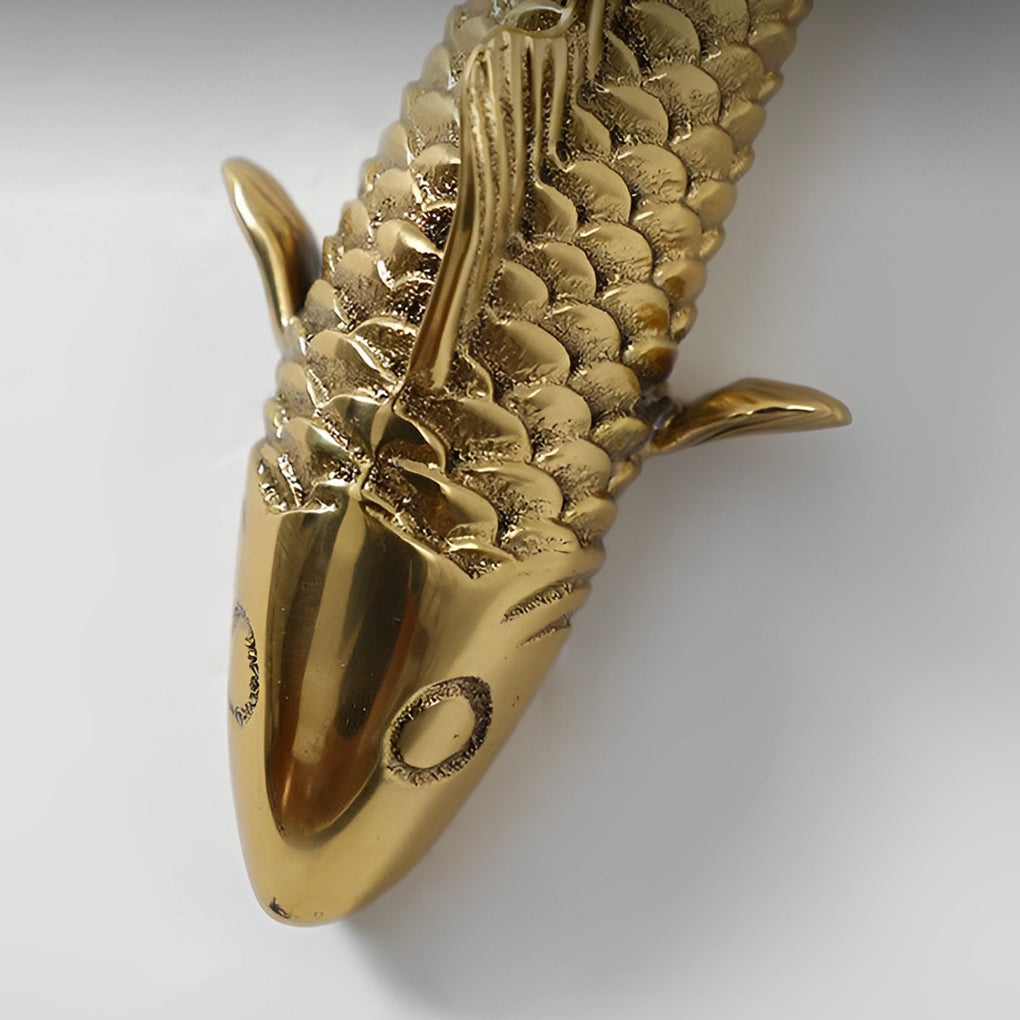 Retro 3D Carps Corals Lotus Leaves Electroplated Zinc Alloy Wall Decor