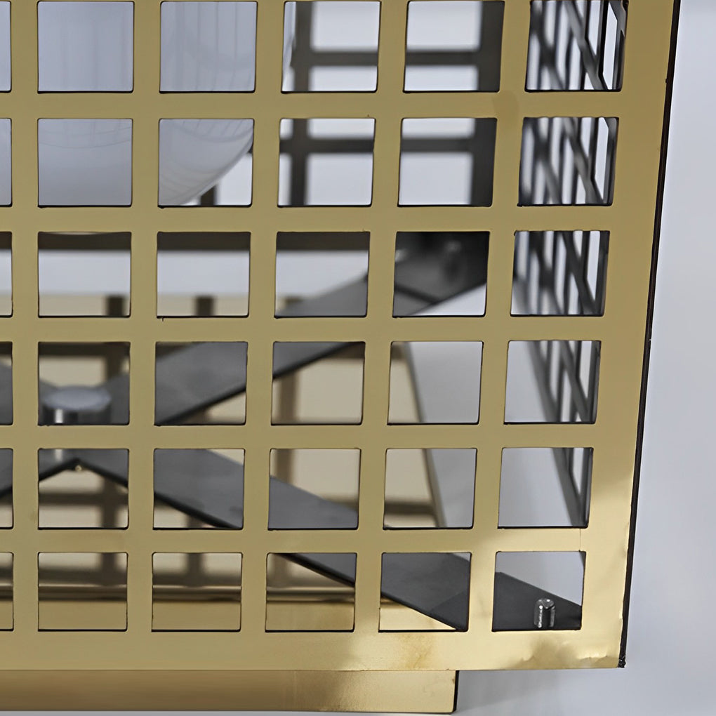 Artistic Gold Cuboid Pathway Bollard Lights with LED Solar or Hardwired Asian-Inspired Design