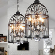 Birdcage Iron Crystal Ornaments Retro Industrial Style Chandelier Light - Dazuma