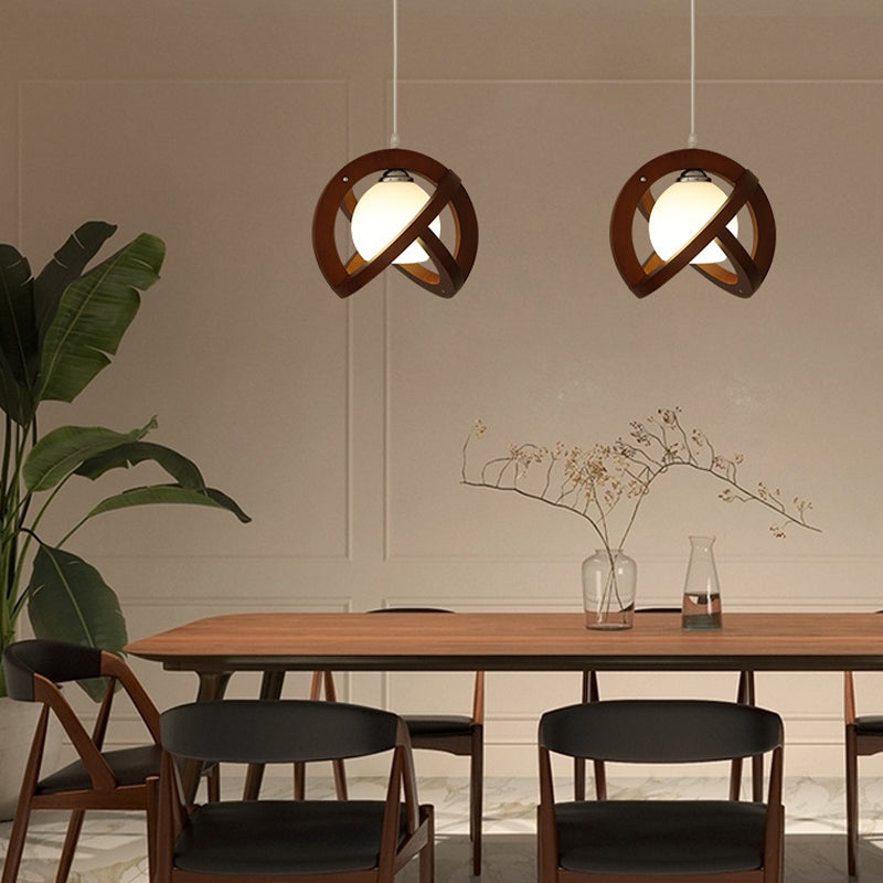 Simple Wood Glass LED Three Step Dimming Wabi-Sabi Japanese Pendant Lights