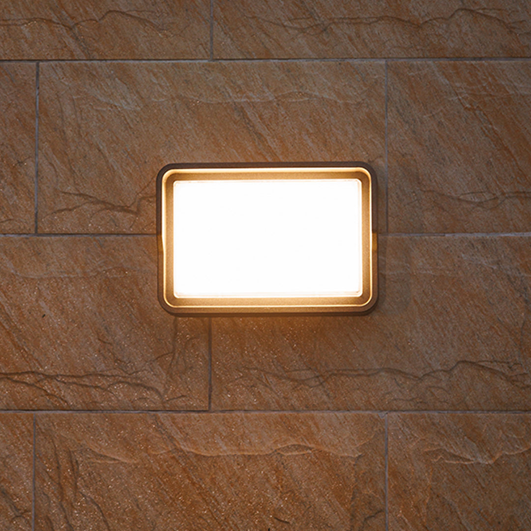 Black rectangular wall light fixture with clean frame design and integrated LED panel