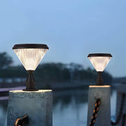 9 - In H Waterproof Black Post Solar LED Pier Mount Light