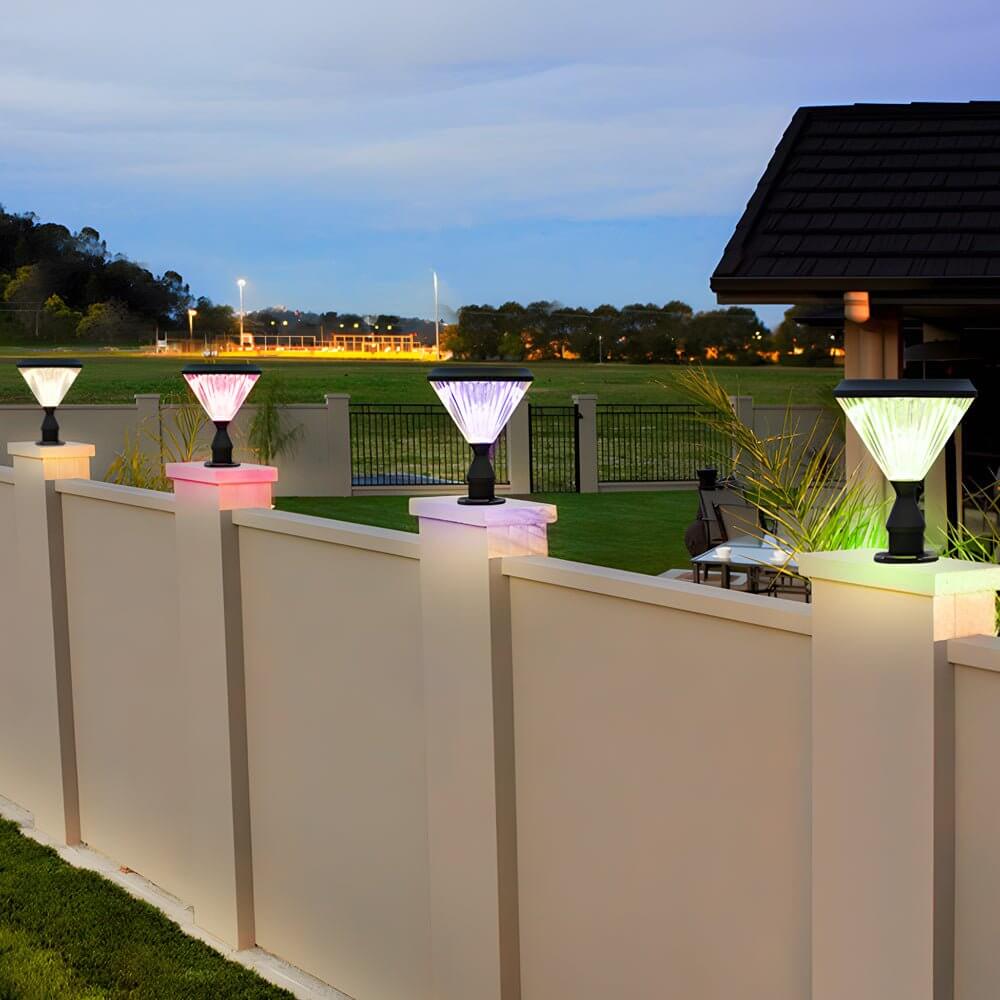 9 - In H Waterproof Black Post Solar LED Pier Mount Light