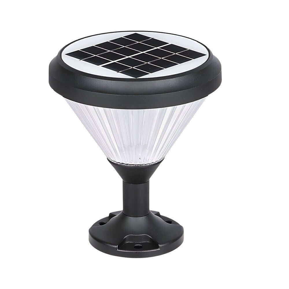9 - In H Waterproof Black Post Solar LED Pier Mount Light