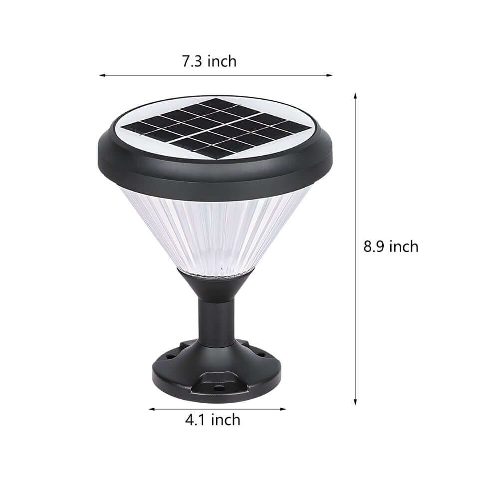 9 - In H Waterproof Black Post Solar LED Pier Mount Light
