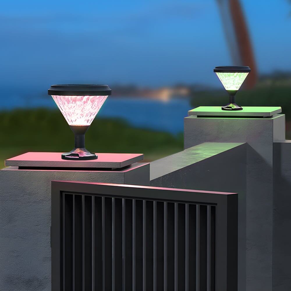 9 - inch High Black Round LED Solar Post/Pier Light