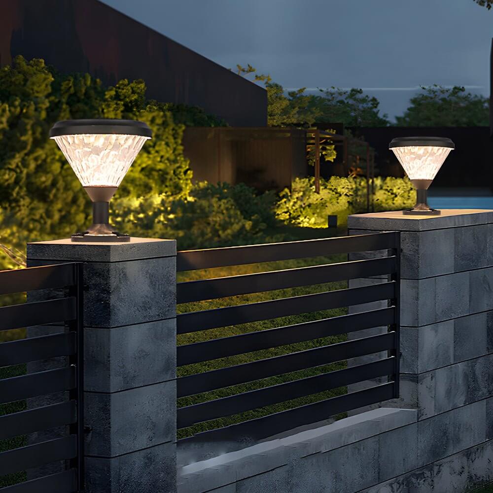 9 - inch High Black Round LED Solar Post/Pier Light