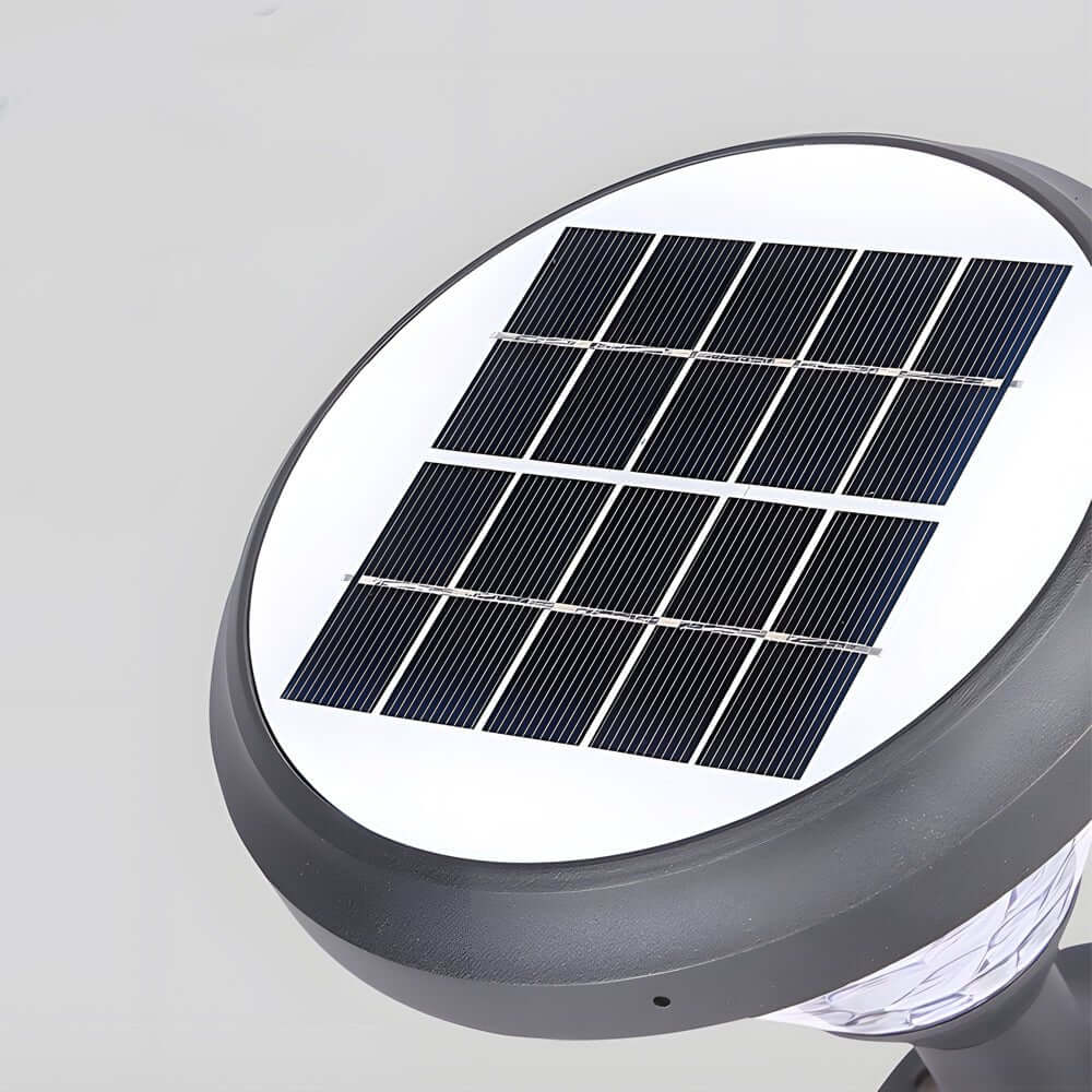 9 - inch High Black Round LED Solar Post/Pier Light