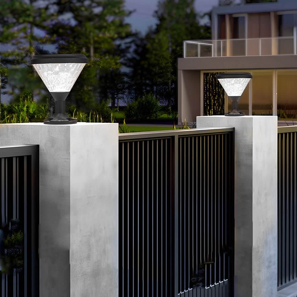 9 - inch High Black Round LED Solar Post/Pier Light