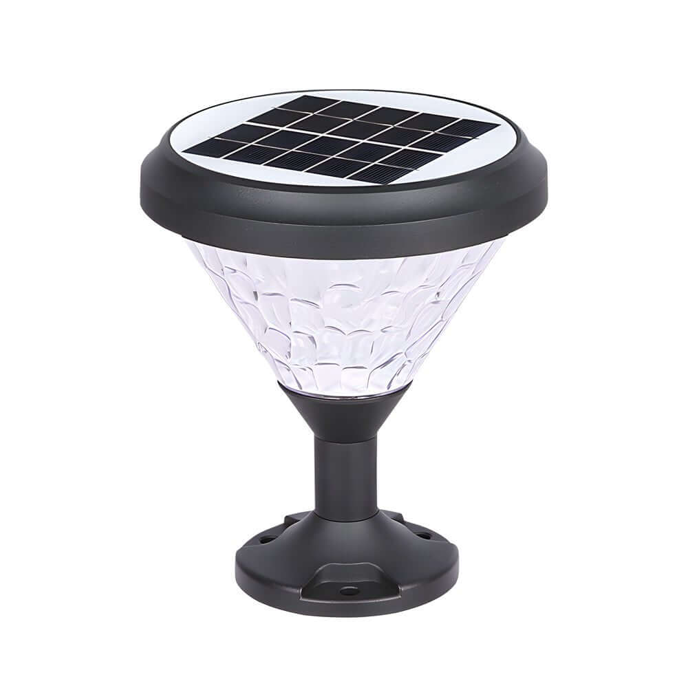 9 - inch High Black Round LED Solar Post/Pier Light