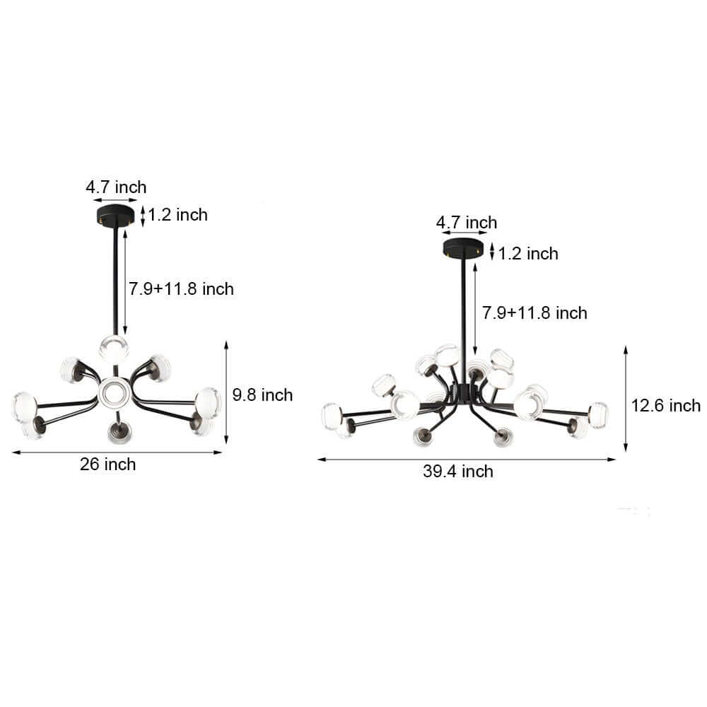 9/16 - Light Black LED Sputnik Chandelier