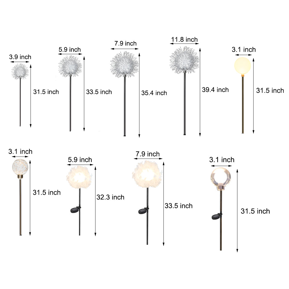 10Pcs Solar Dandelion Garden Lights Outdoor Pathway Light for Yard