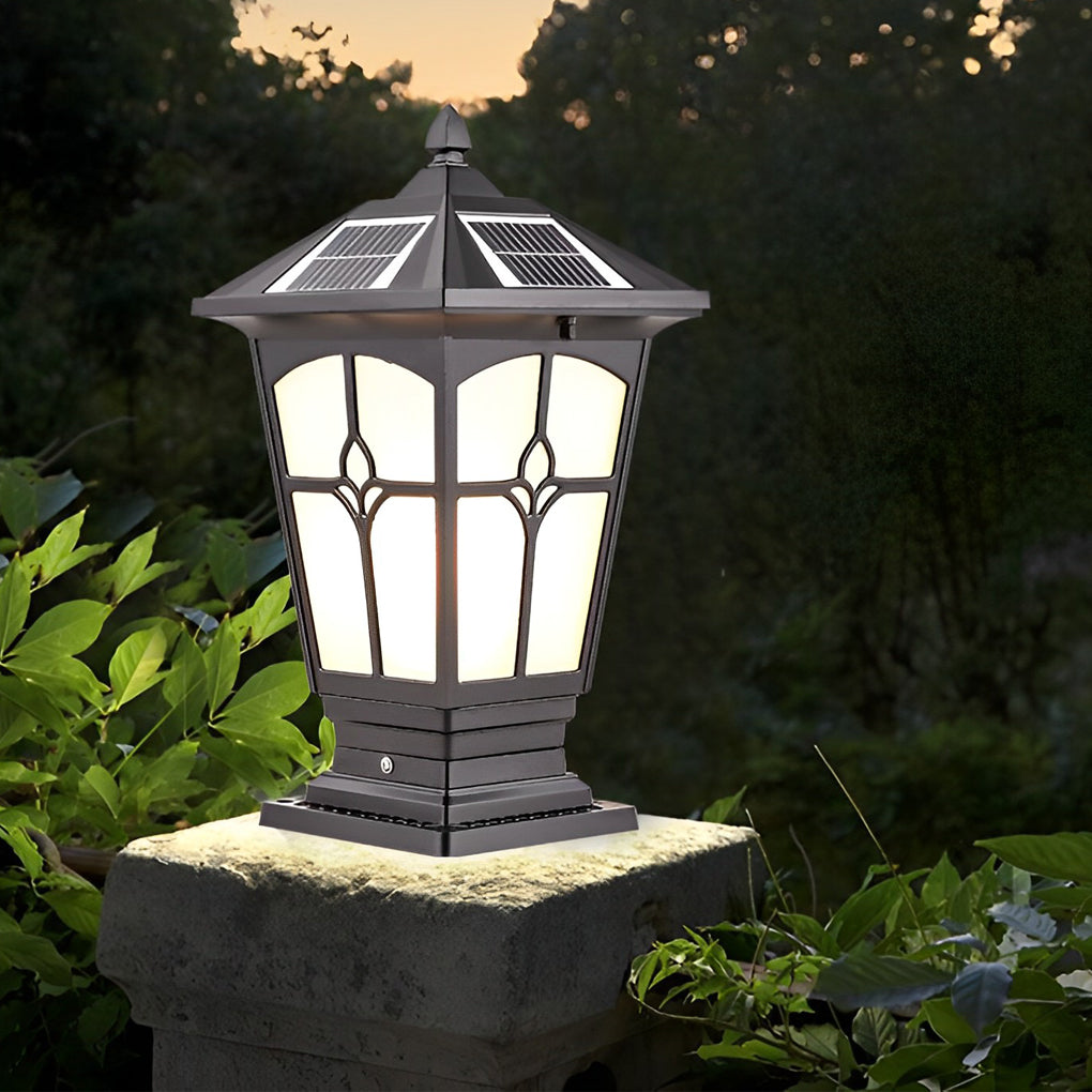 Waterproof Aluminum LED Brown Retro Solar Solar Post Cap Lights Pillar Lamp - Dazuma