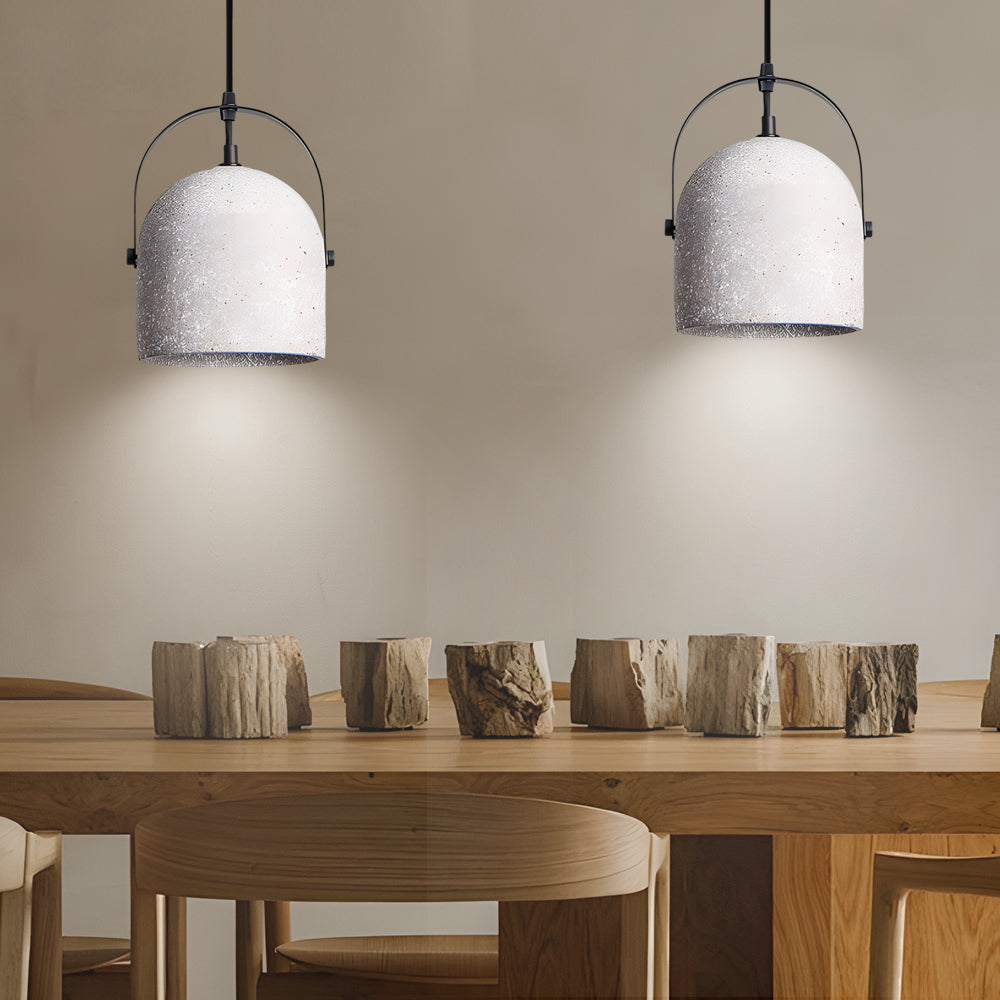 Cement Cylinder Pendant Light 1-Light Concrete Hanging Light in Gray ...