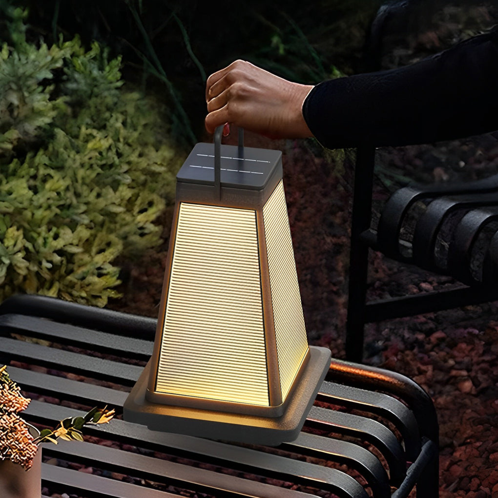 Square Waterproof LED Black Modern Portable Solar Outdoor Lanterns - Daazuma