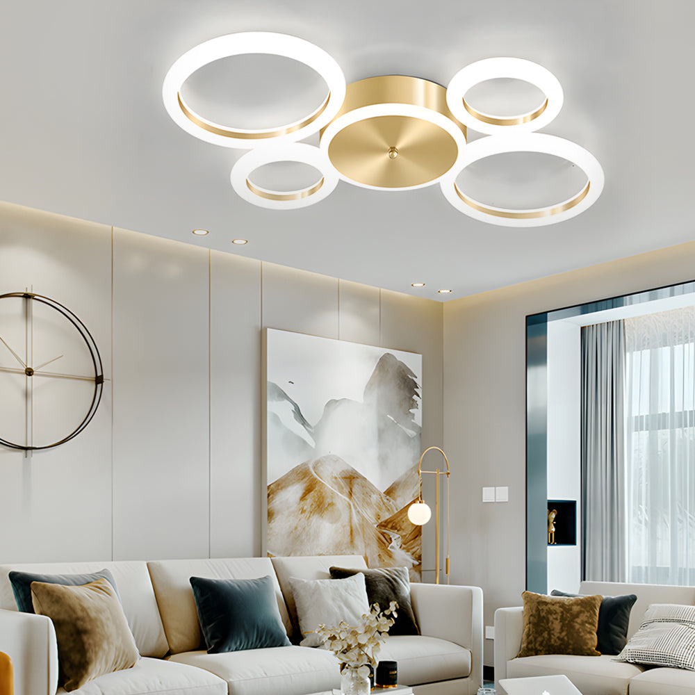 3/4/5-Light Acrylic Ring Stepless Dimming LED Ceiling Light for Bedroom - Dazuma