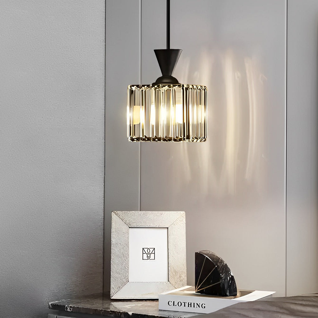 Round Square Metal Crystal Three Step Dimming Modern Pendant Lighting - Dazuma