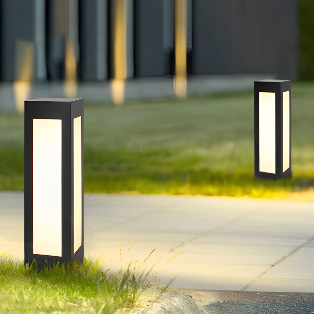 Rectangular Waterproof LED Black Modern Automatic Solar Outdoor Lights - Dazuma