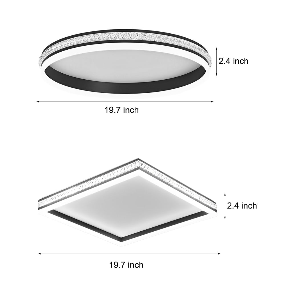 Round Square Stepless Dimming with Remote Modern Ceiling Light Fixture