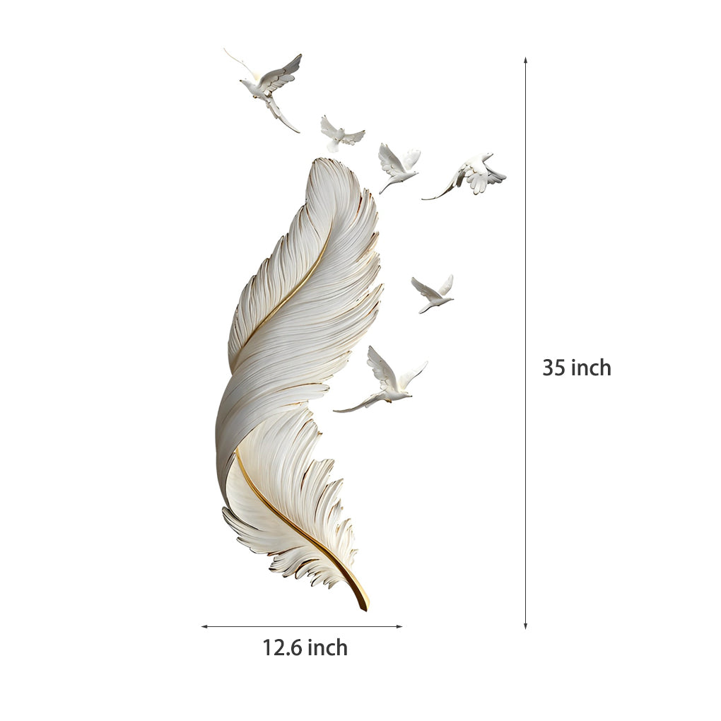 Feathers Birds Decor 3D Art Sculpture Creative Nordic Wall Decor