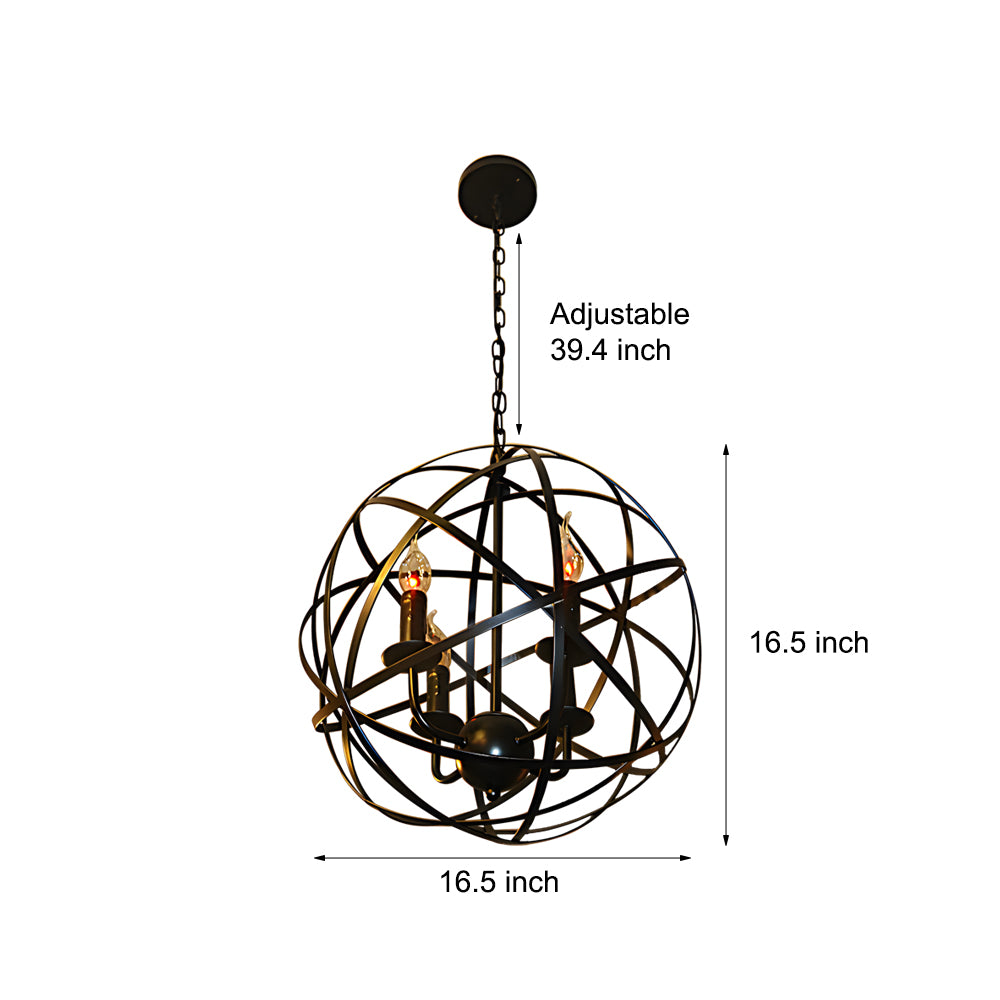 Iron Lines Ball Spherical Creative LED Industrial Style Chandelier
