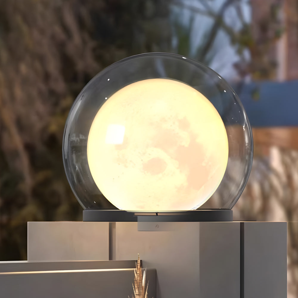 Solar Bubble Lunar Post Light Waterproof Globe Outdoor Lantern Gate Light Outdoor Lamp Landscape Light - Dazuma