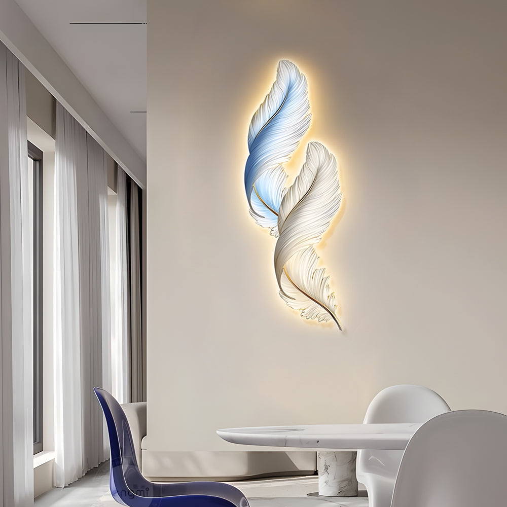 Feathers Creative Luxury Decorative Painting USB Remote LED Wall Lights