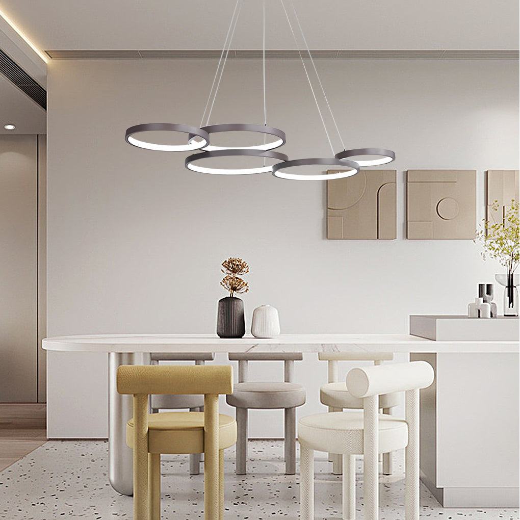 3 Rings Chandelier Dimmable Kitchen Dining Room Lighting Ceiling Lights with Remote Control - Dazuma