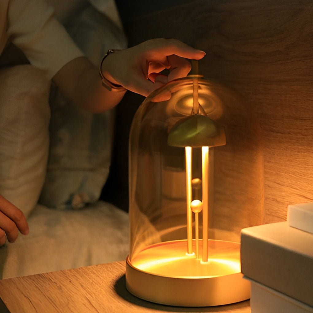DIY Cylindrical Dome Detachable Glass Table Lamp Battery Touch Dimming Decorative Ambient Light