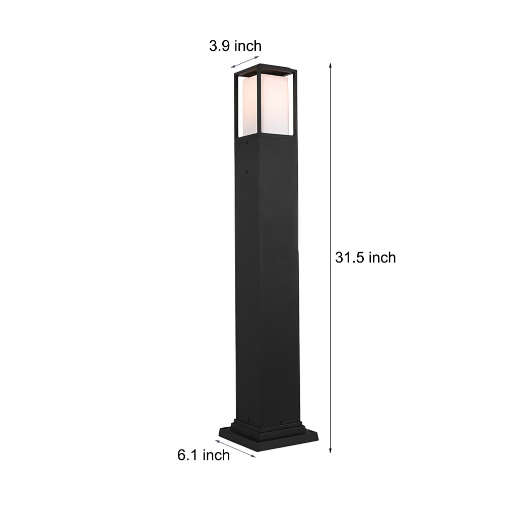 31.49 Inch High Black Aluminum Bollard Path Lights Elegant Square Outdoor Lighting