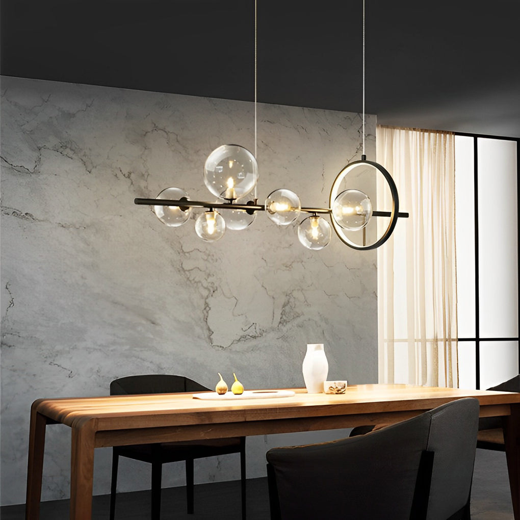 Circular Glass Bubbles LED Black Nordic Dining Room Chandeliers Light