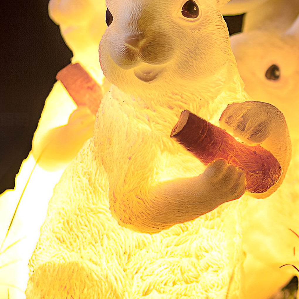 Resin Fiberglass Rabbits Creative Waterproof White Modern Garden Lights