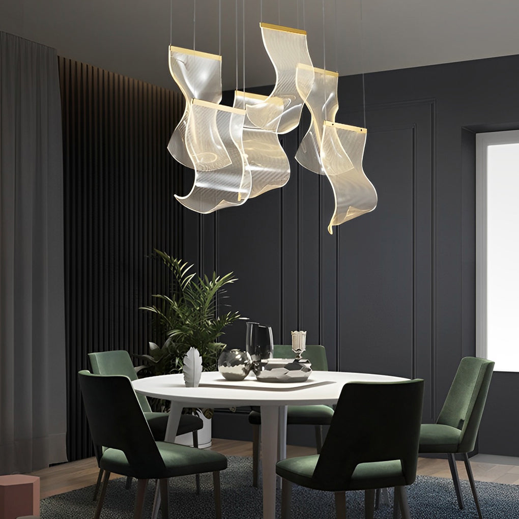 Irregular Curl Acrylic Paper Stepless Dimming LED Nordic Chandelier