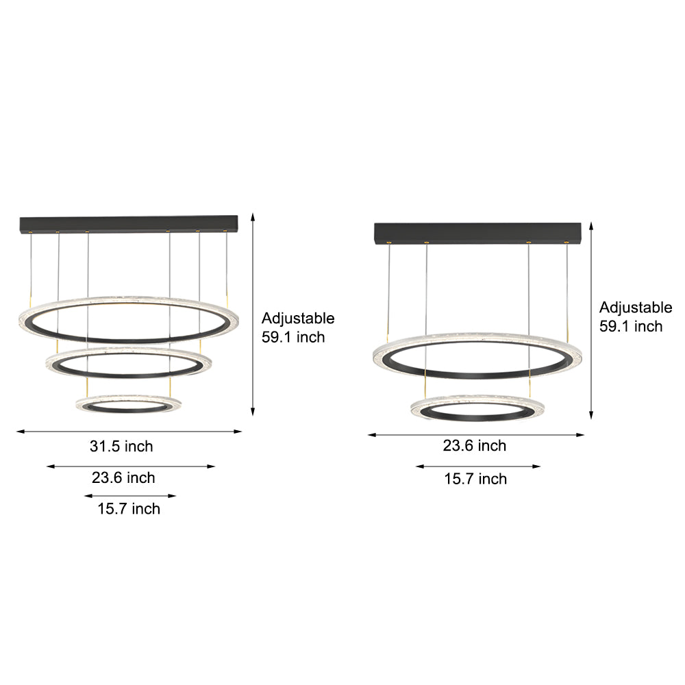 Simple Ring Three Step Dimming Circles Modern Chandelier Hanging Lights