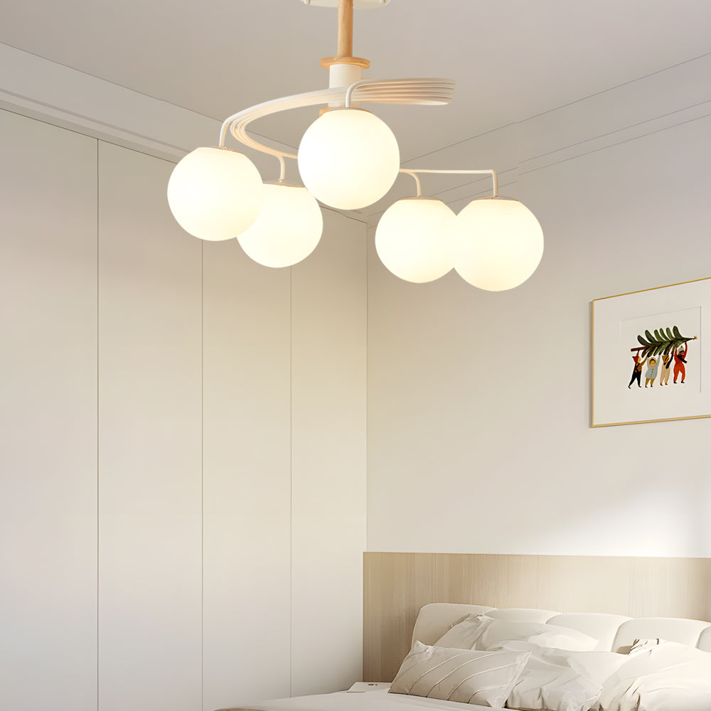 Simple Spiral Iron Glass Ball LED Modern Hanging Ceiling Lights Fixture