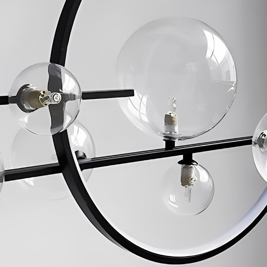 Moon Glass Bubbles LED Black Postmodern Dining Room Chandeliers