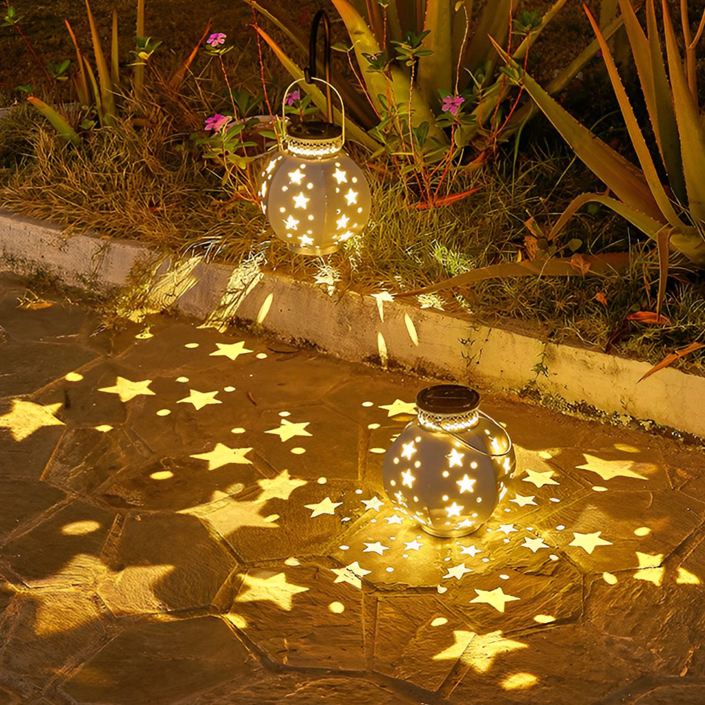 Waterproof Creative LED Stars Projection Portable Solar Outdoor Lanterns