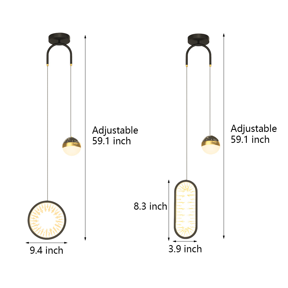 Round Oval Creative Starry Projection 3 Step Dimming Nordic Pendant Lights