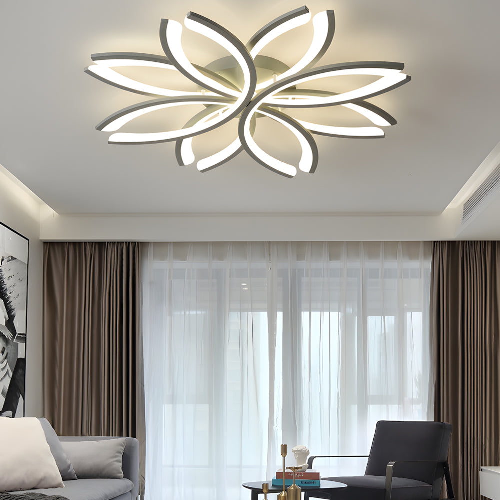 LED Flush Mount Flower-Shaped Acrylic Ceiling Light White/Gray Ceiling Lighting Fixture for Living Room - Dazuma