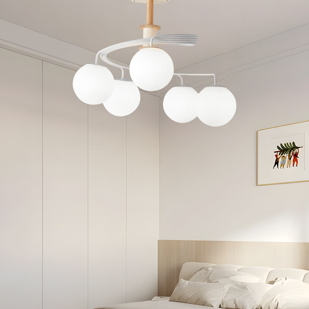 Simple Spiral Iron Glass Ball LED Modern Hanging Ceiling Lights Fixture - Dazuma
