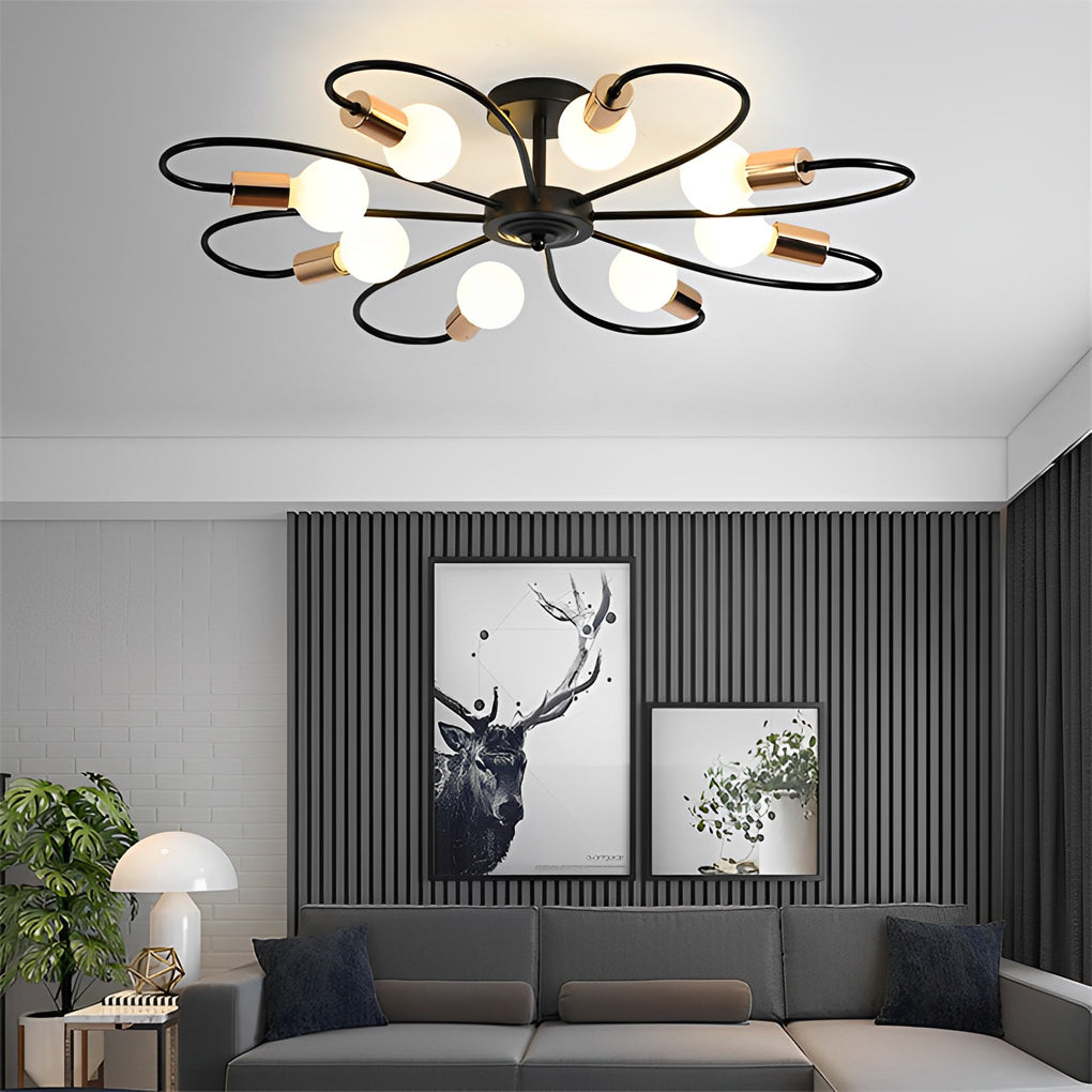 Simple Iron Flower Creative Nordic Bedroom Ceiling Lights Fixture - Dazuma