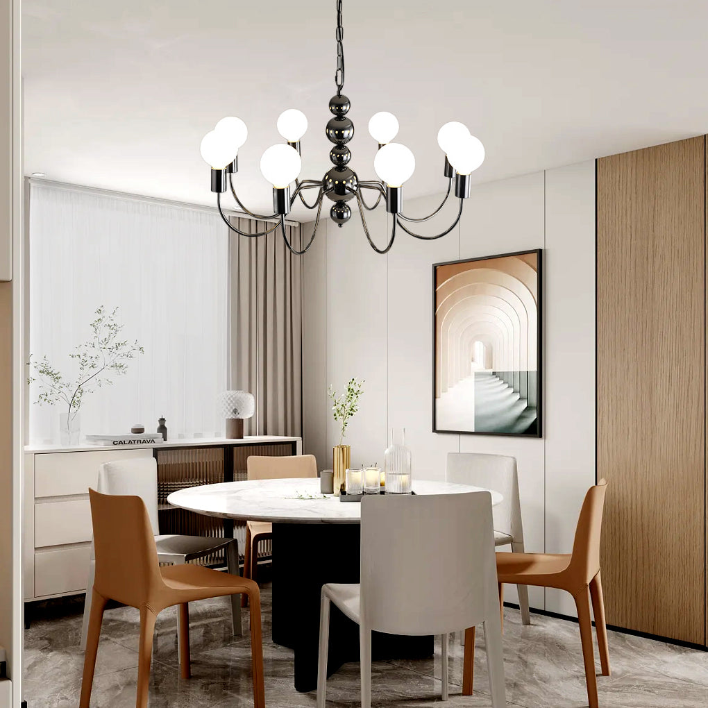 Iron Electroplating Glass Ball Shade Minimalist French Style Chandelier - Dazuma