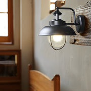 Antique Round Iron Bubbles Glass American Style Outdoor Wall Lights | Dazuma