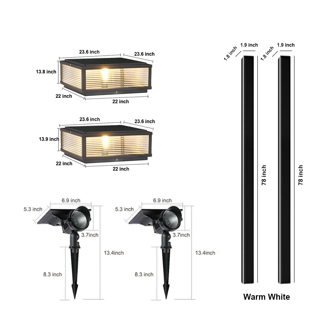 Outdoor Lighting 3-set Wall, Pillar & Spotlight